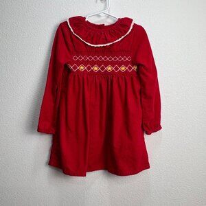 Kaisely Vintage Girls Red Corduroy Long Sleeve Dress 4T Holiday Winter